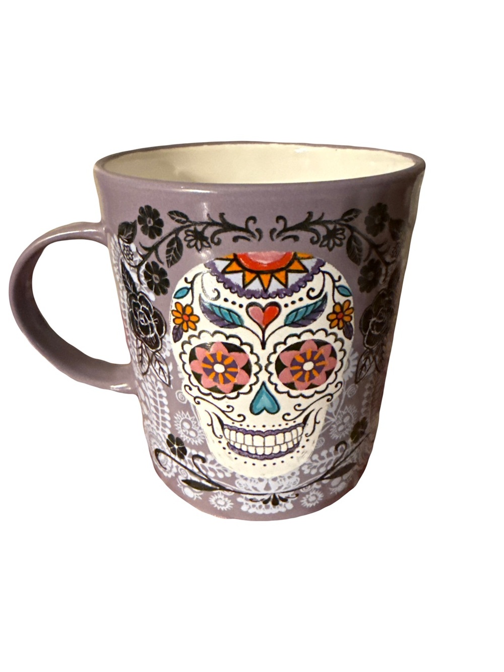 Decorative Purple Sugar Skull Ceramic Mug - Brand Not Shown